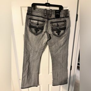 Grey Rock Revival size 33 relaxed straight jeans (altered to 31 length)